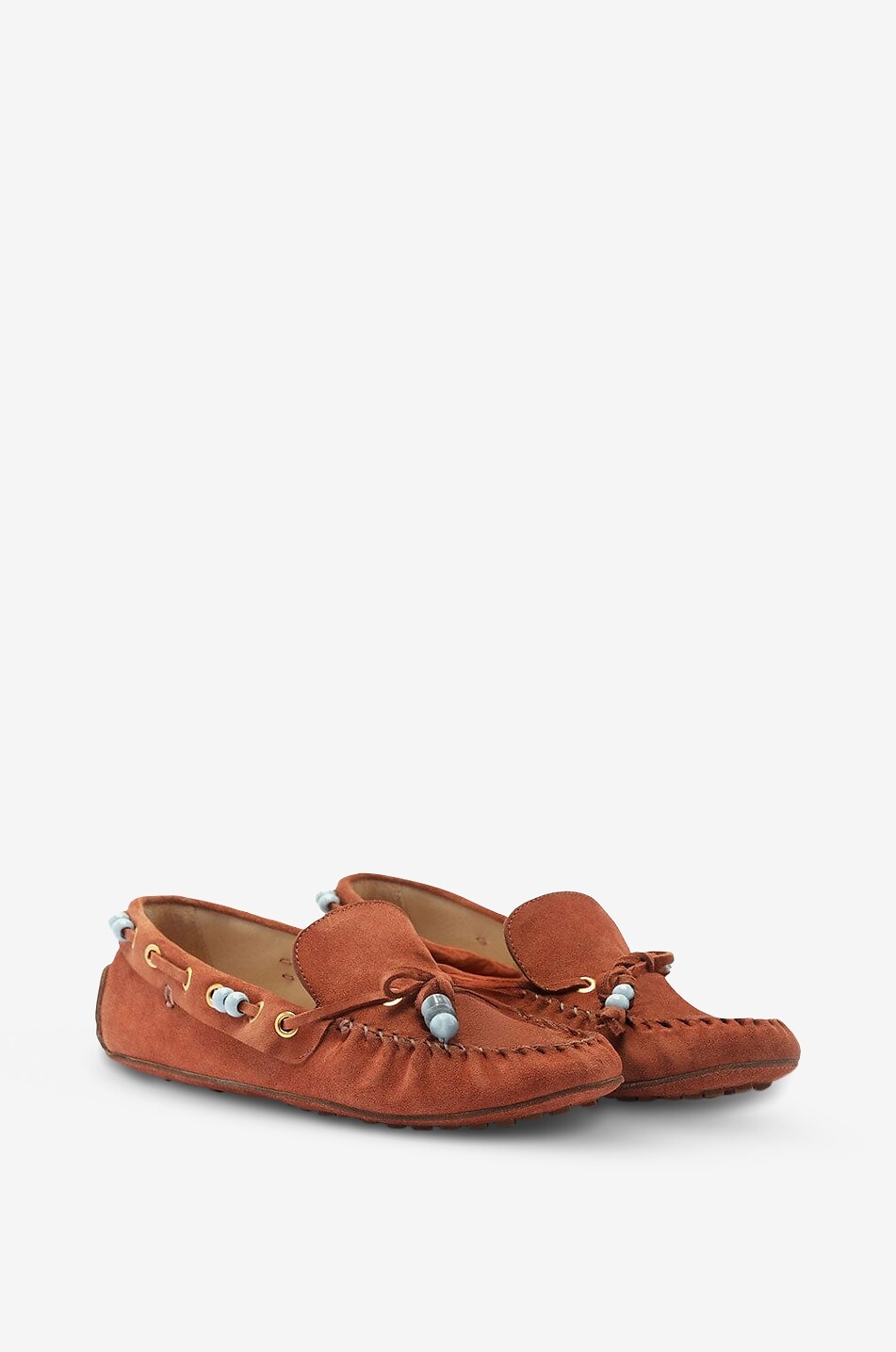 FARM RIO Fringe beaded suede loafers Women LIGHT BROWN 2