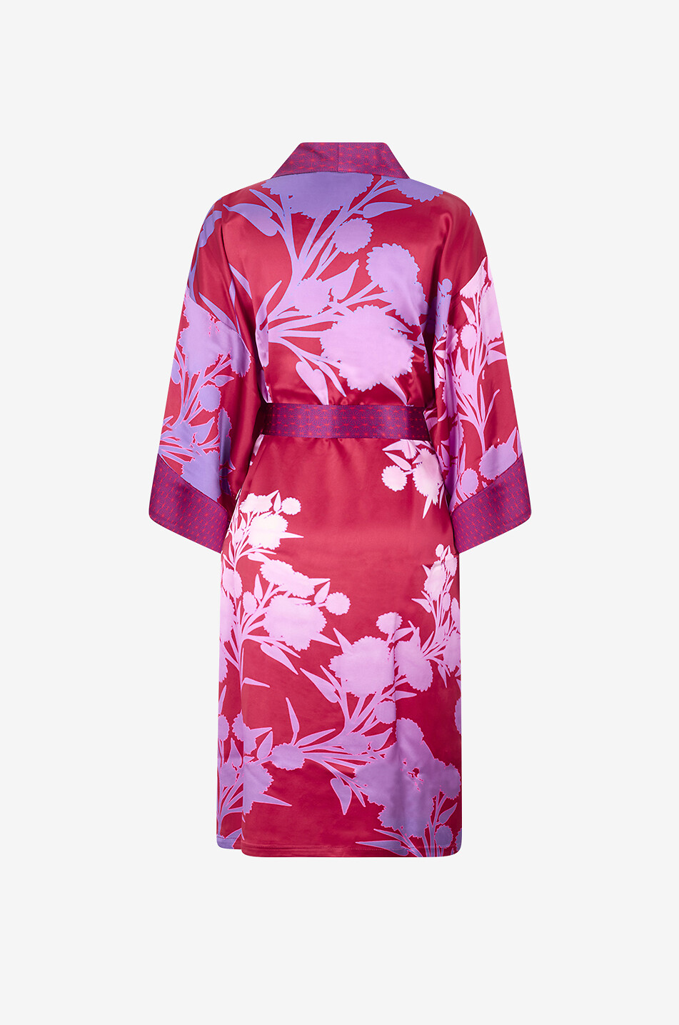 KARMA ON THE ROCKS Kimono mi-long à manches évasées en soie Nikko Femme ROUGE FONCÉ 2