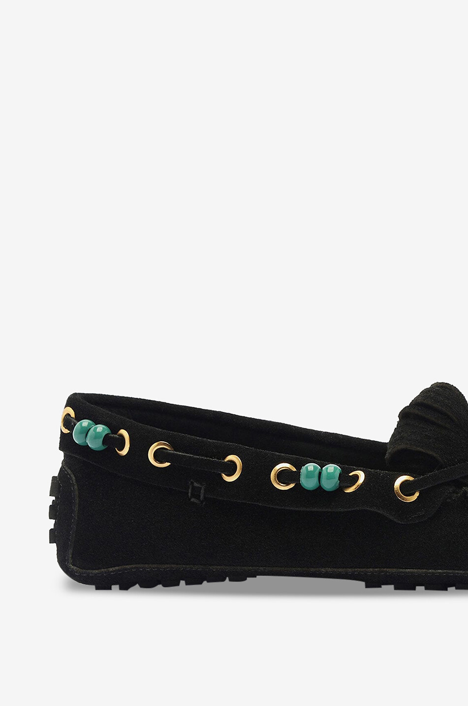 FARM RIO Fringe beaded suede loafers Women BLACK 4