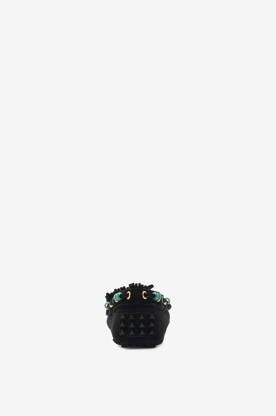 FARM RIO Fringe beaded suede loafers Women BLACK 5