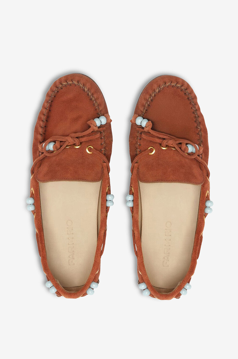 FARM RIO Fringe beaded suede loafers Women LIGHT BROWN 3