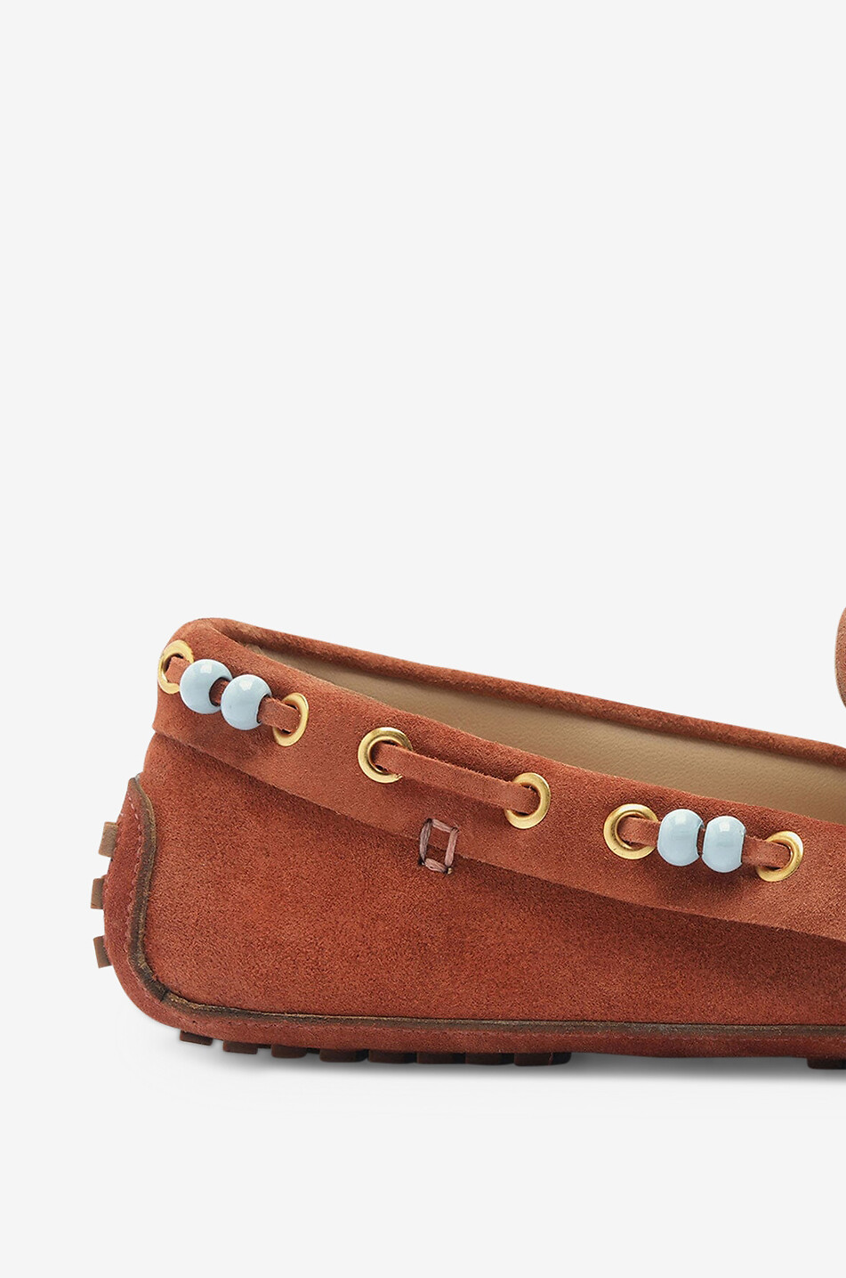 FARM RIO Fringe beaded suede loafers Women LIGHT BROWN 4
