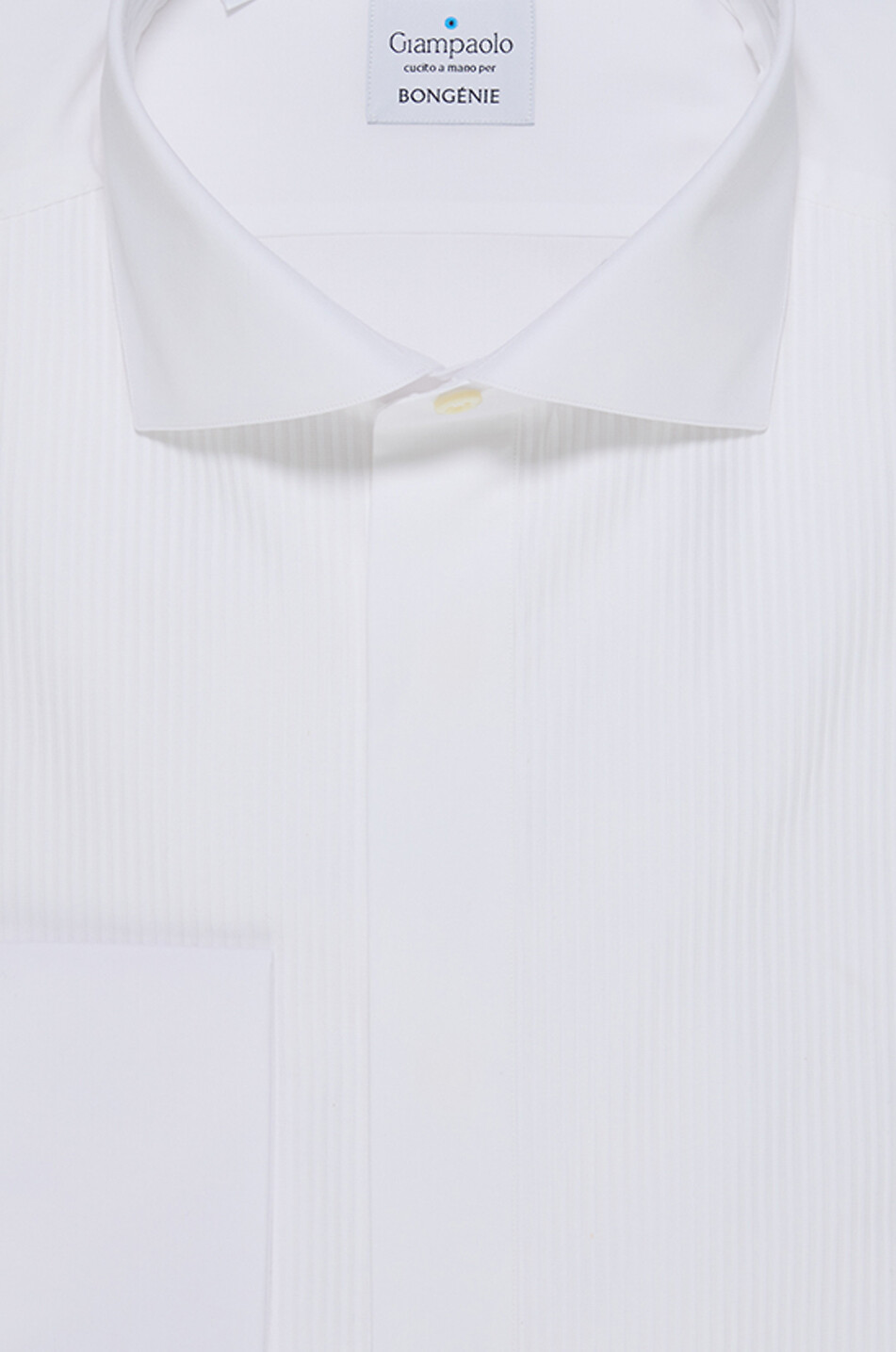 GIAMPAOLO Baumwoll-Smokinghemd mit texturierten Streifen und italienischem Kragen Herren WEISS 2