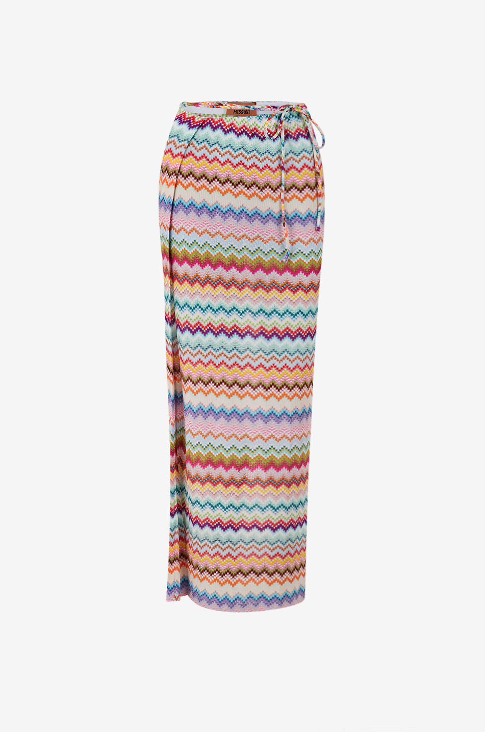 Long zigzag knit wrap skirt