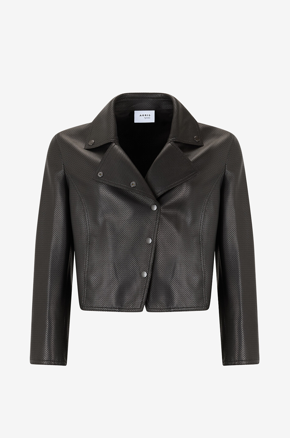 AKRIS PUNTO Perforated nappa leather cropped moto jacket Women BLACK 1