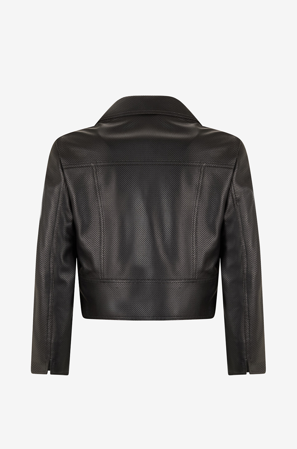 AKRIS PUNTO Perforated nappa leather cropped moto jacket Women BLACK 2