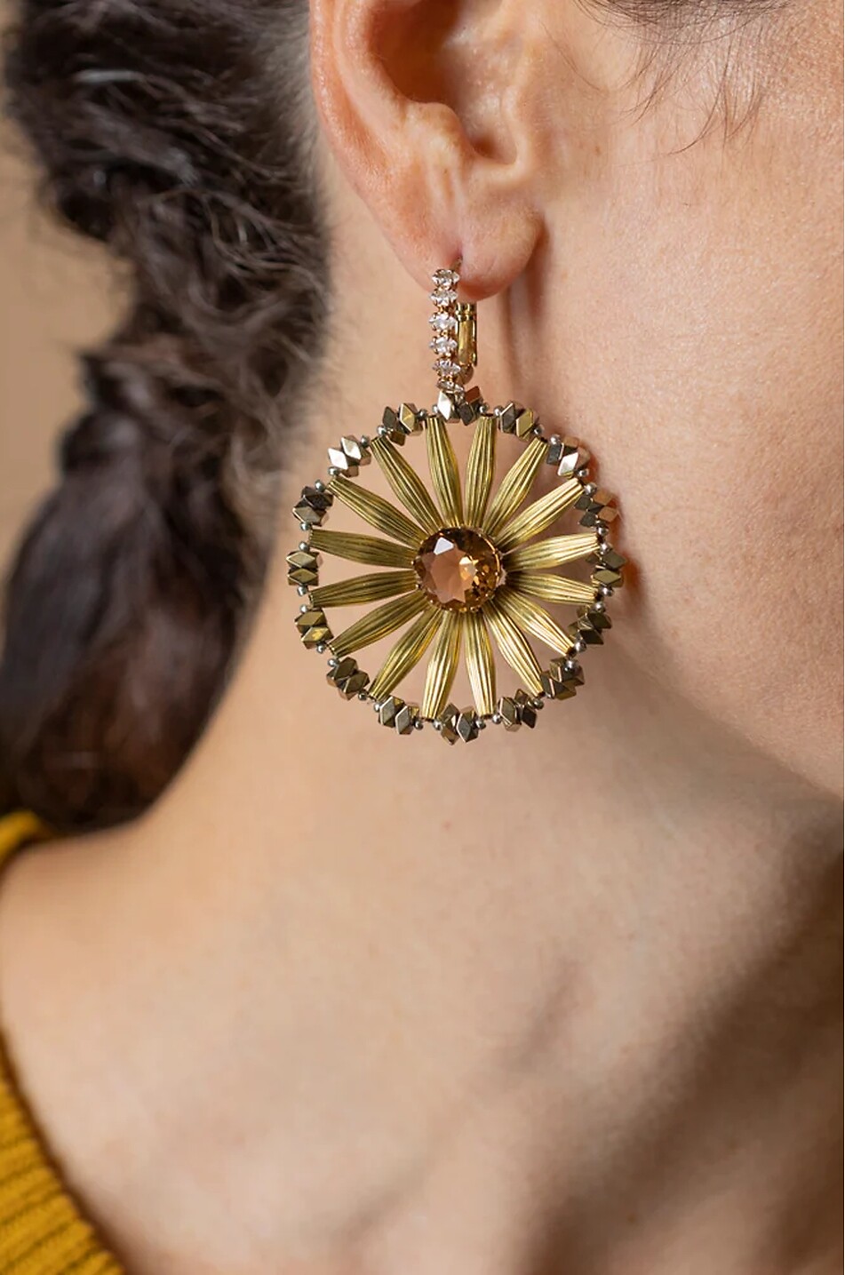 TATABORELLO Boucles d'oreilles dorées ornées de cristaux Girasole Femme DORE 3
