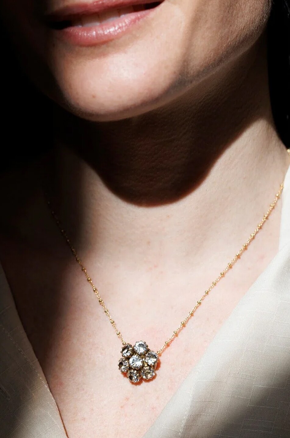 TATABORELLO Goldene Halskette mit Kristallen Pizzo Damen WEISS 3