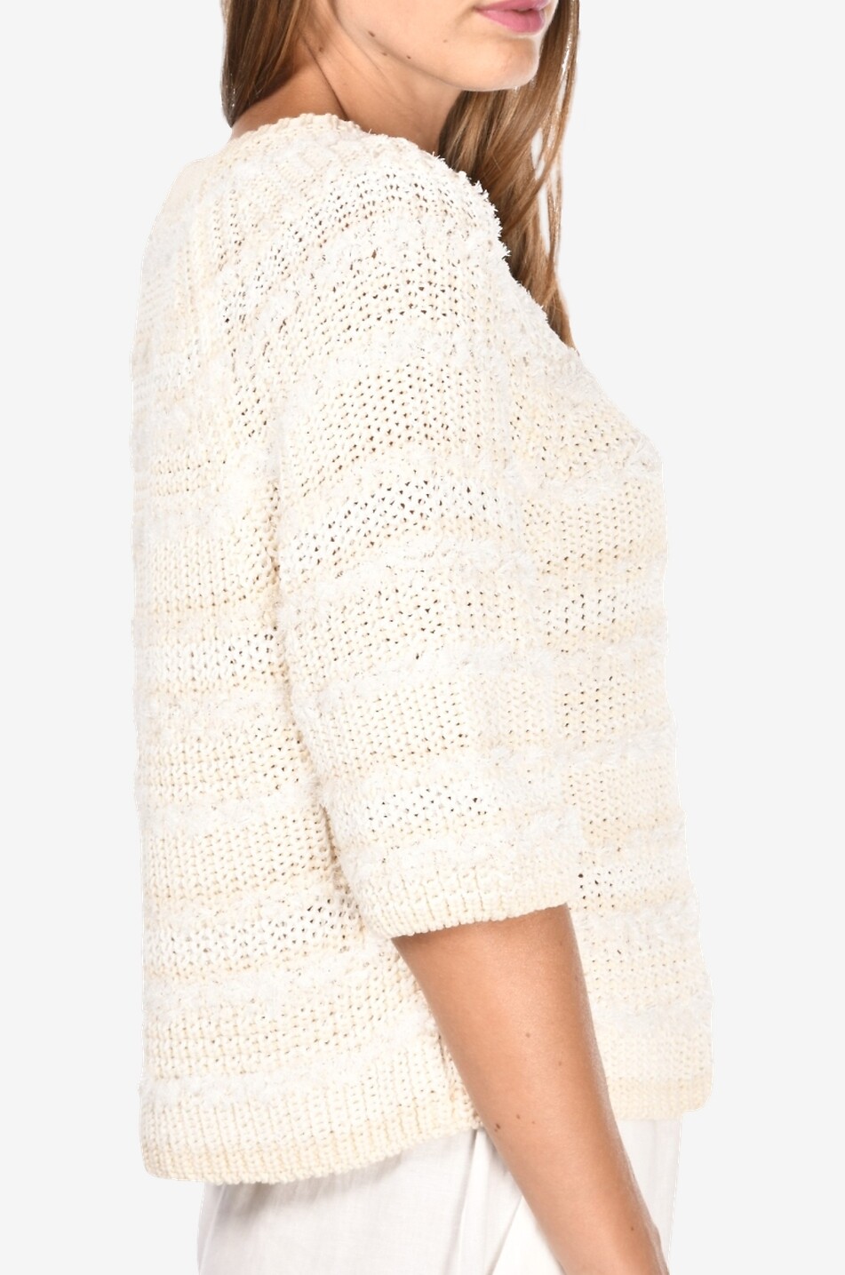 GRAN SASSO Pullover mit Rundhalsausschnitt mit Pailletten aus Baumwollmischung Damen BEIGE 4