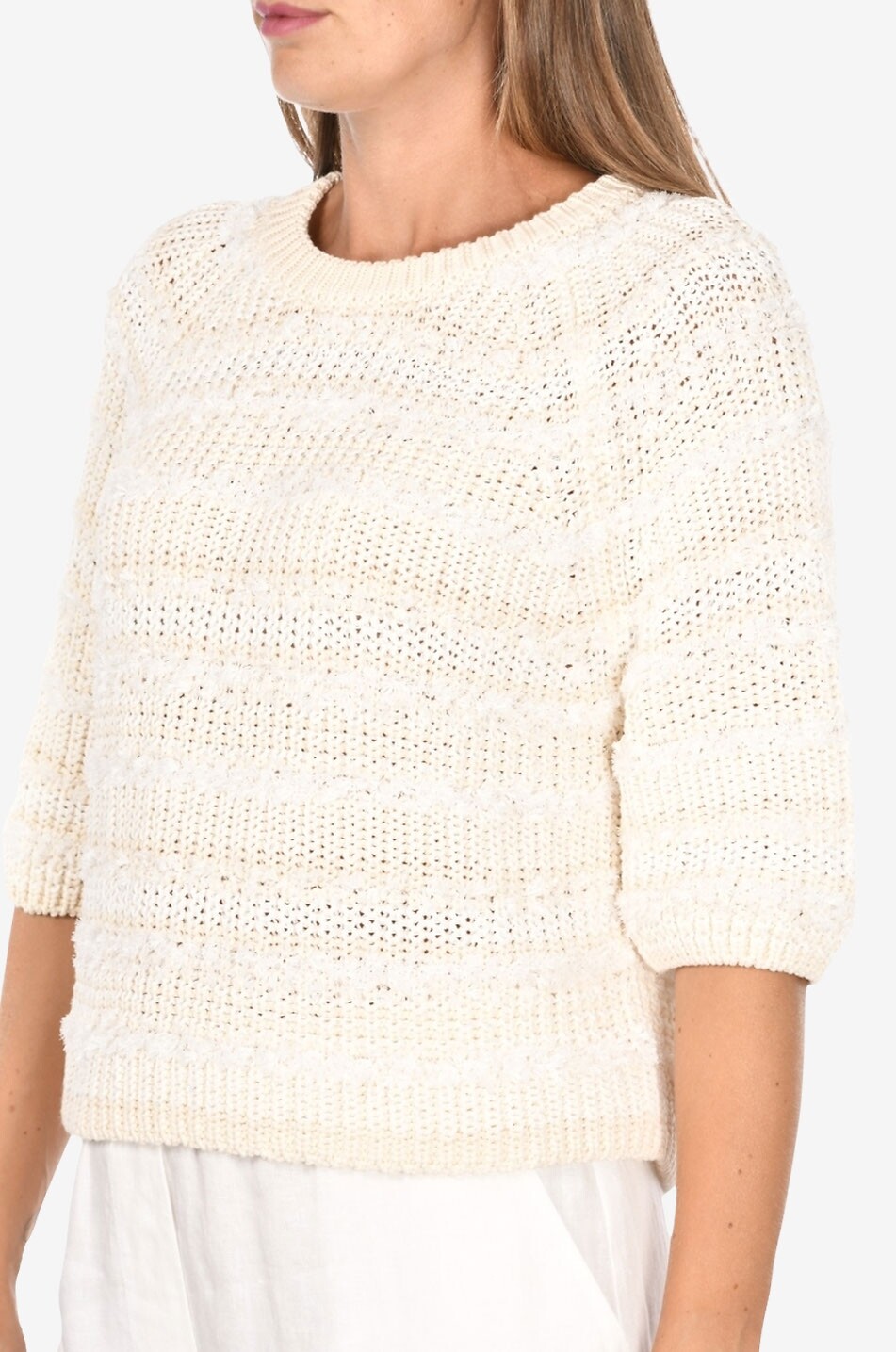 GRAN SASSO Pullover mit Rundhalsausschnitt mit Pailletten aus Baumwollmischung Damen BEIGE 5
