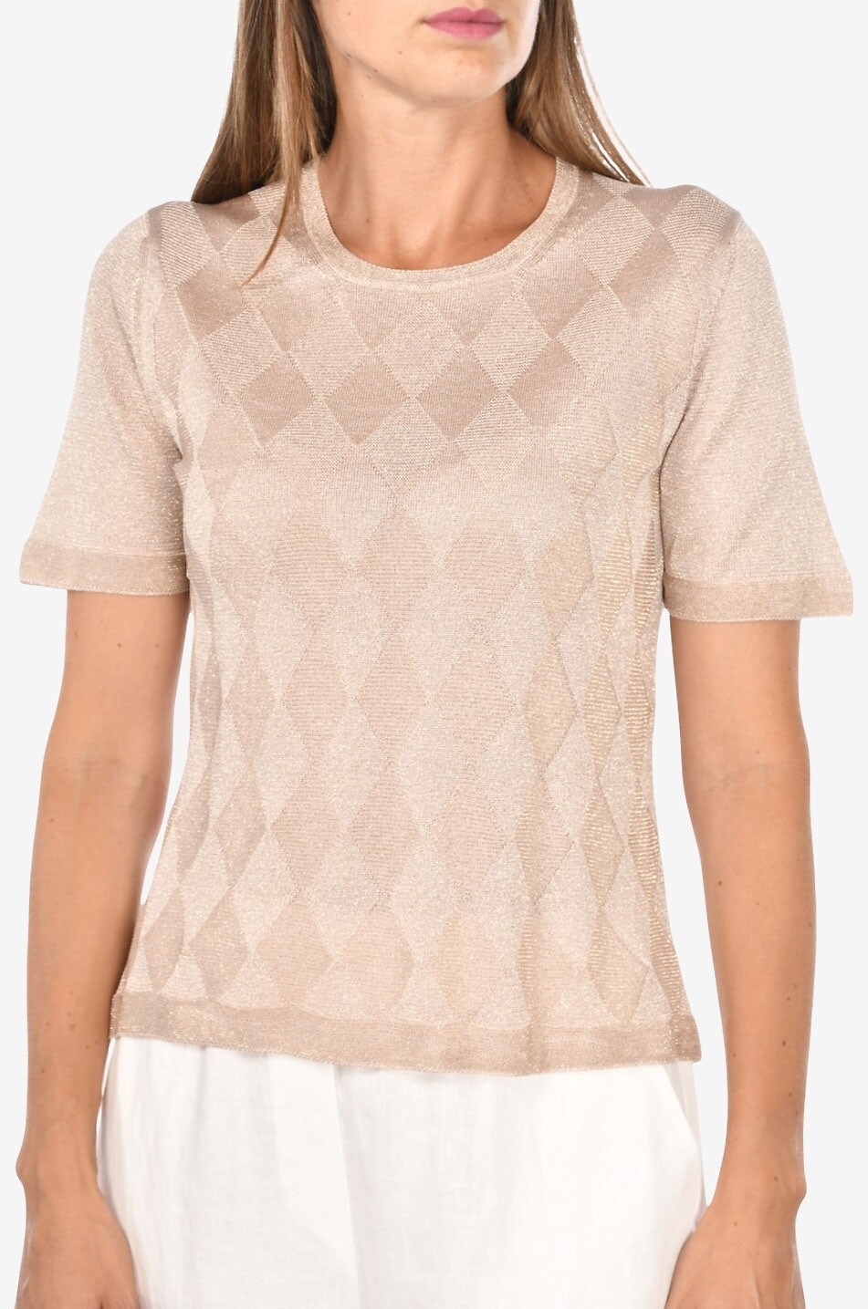 GRAN SASSO Kurzärmeliger Pullover mit Rundhalsausschnitt aus Viskose Damen HELLBRAUN 3