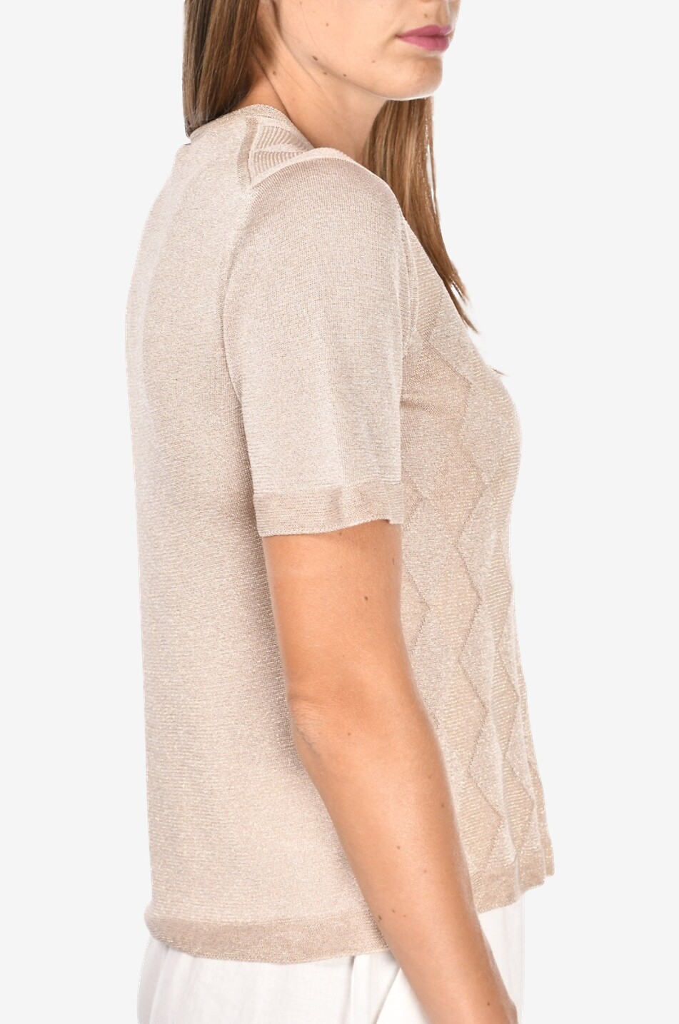 GRAN SASSO Kurzärmeliger Pullover mit Rundhalsausschnitt aus Viskose Damen HELLBRAUN 4