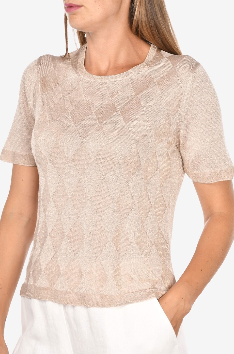 GRAN SASSO Kurzärmeliger Pullover mit Rundhalsausschnitt aus Viskose Damen HELLBRAUN 6