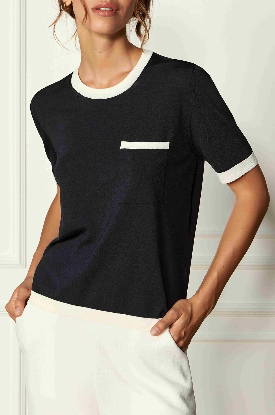 GRAN SASSO Pullover mit Rundhalsausschnitt aus Viskosemischung Damen DUNKELBLAU 3