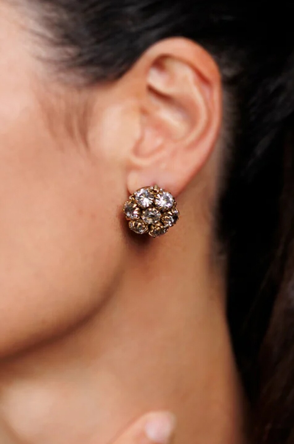 TATABORELLO Clous d'oreilles dorés ornés de cristaux Pizzo Femme BLANC 3