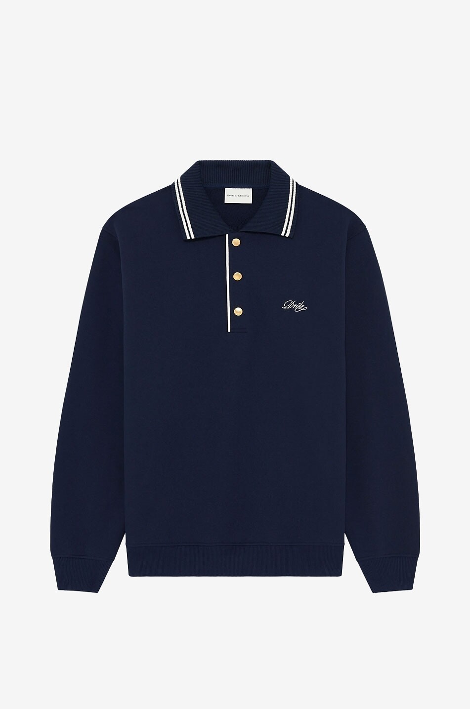 DROLE DE MONSIEUR Langarm-Polohemd aus Baumwollpiqué mit Stickerei Drôle Herren DUNKELBLAU 1