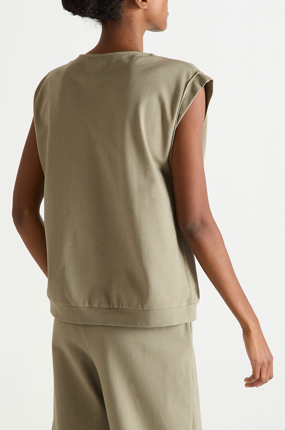 LAURENCE TAVERNIER Top à col rond en jersey de coton Bertille Femme KAKI 3