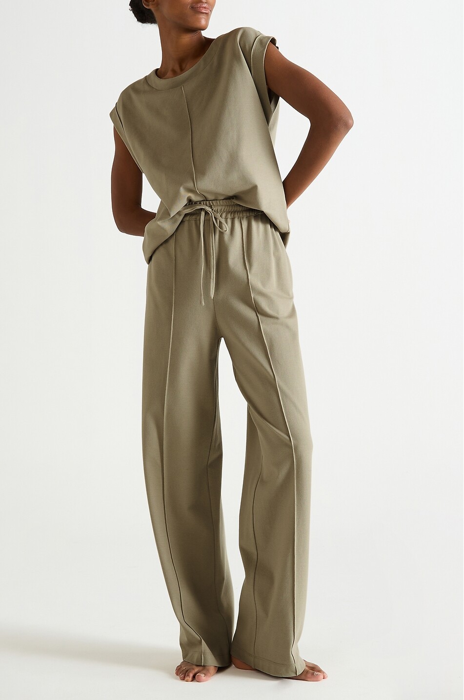 LAURENCE TAVERNIER Pantalon large en jersey de coton Bertille Femme KAKI 5