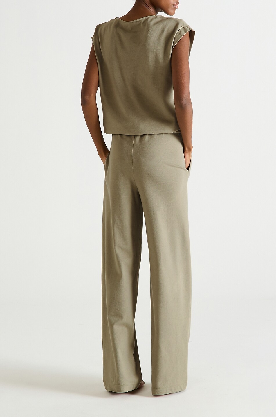 LAURENCE TAVERNIER Pantalon large en jersey de coton Bertille Femme KAKI 3