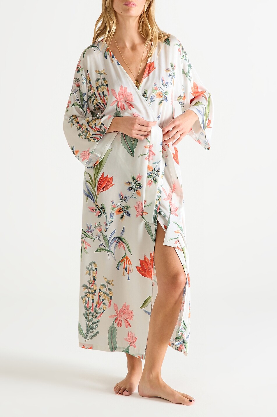 LAURENCE TAVERNIER Kimono long en viscose à imprimé floral Femme MULTICOLORE 2
