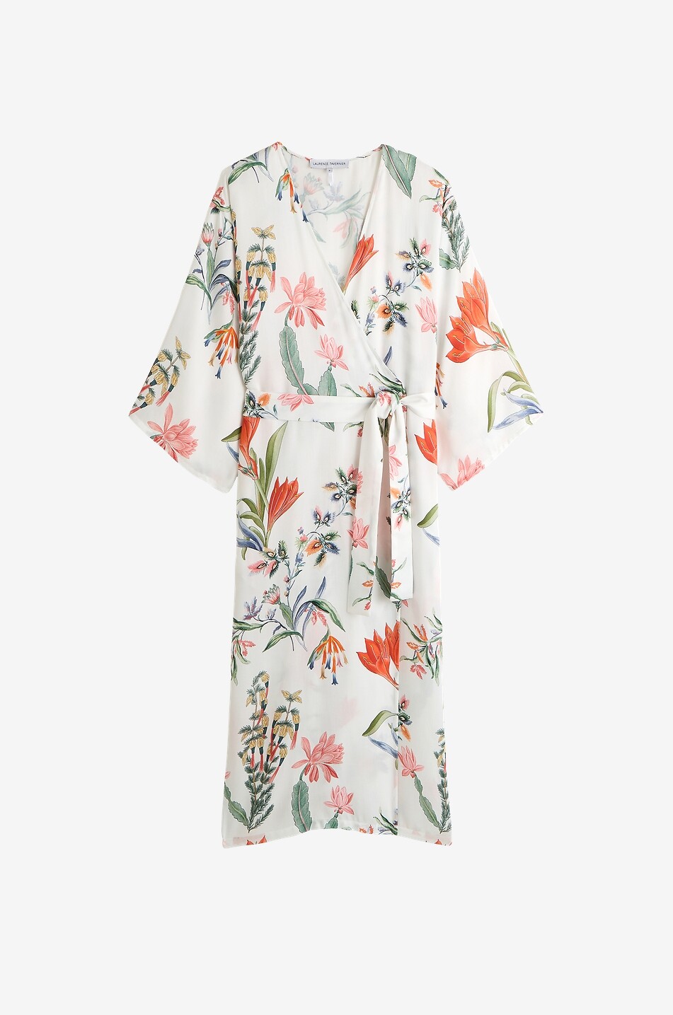 Kimono long en viscose à imprimé floral