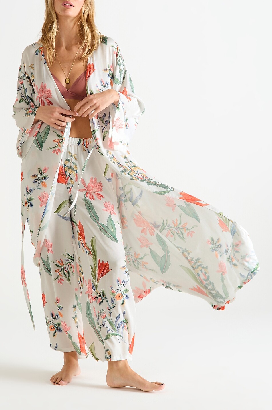 LAURENCE TAVERNIER Kimono long en viscose à imprimé floral Femme MULTICOLORE 5