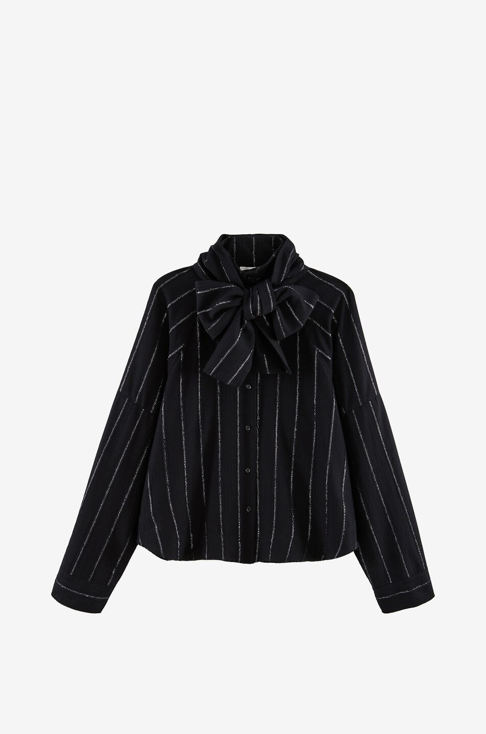BALZAC PARIS Gestreiftes Hemd mit Schluppe und Lurex Joyce Damen SCHWARZ 1