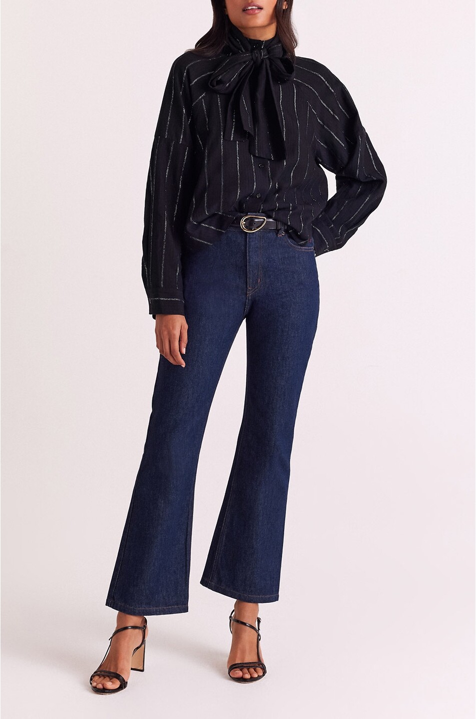 BALZAC PARIS Gestreiftes Hemd mit Schluppe und Lurex Joyce Damen SCHWARZ 6
