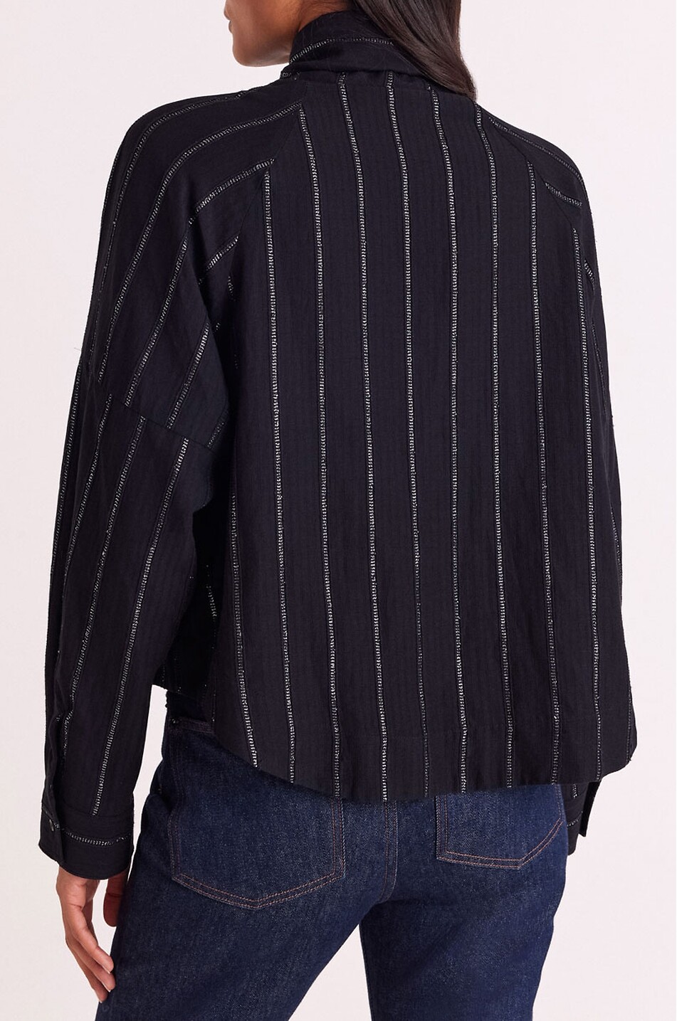 BALZAC PARIS Gestreiftes Hemd mit Schluppe und Lurex Joyce Damen SCHWARZ 7