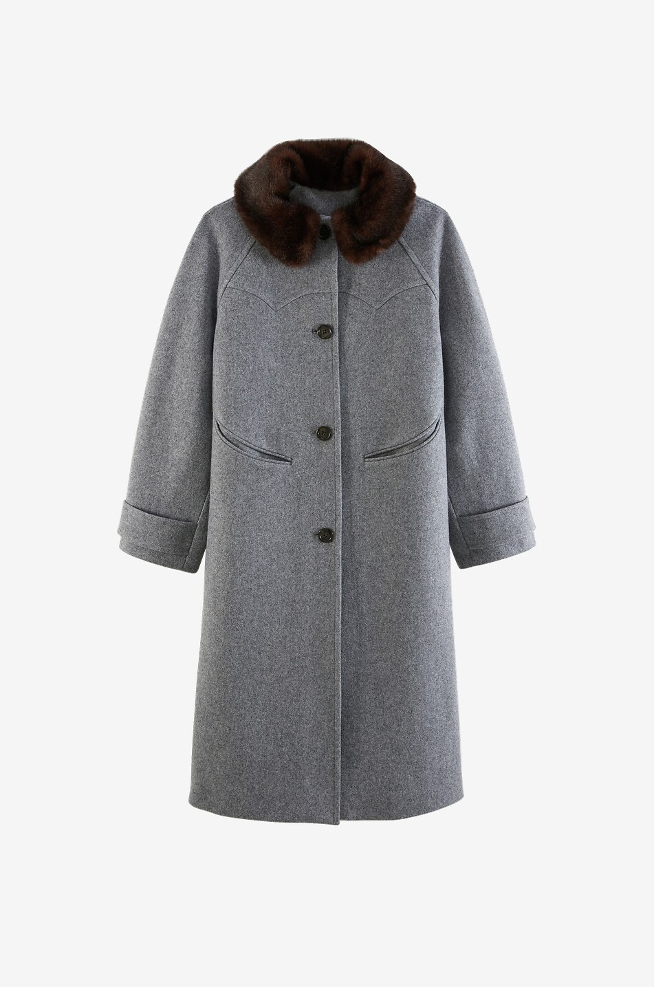 BALZAC PARIS Manteau long en laine à col en peluche Nickie Femme GRIS 1