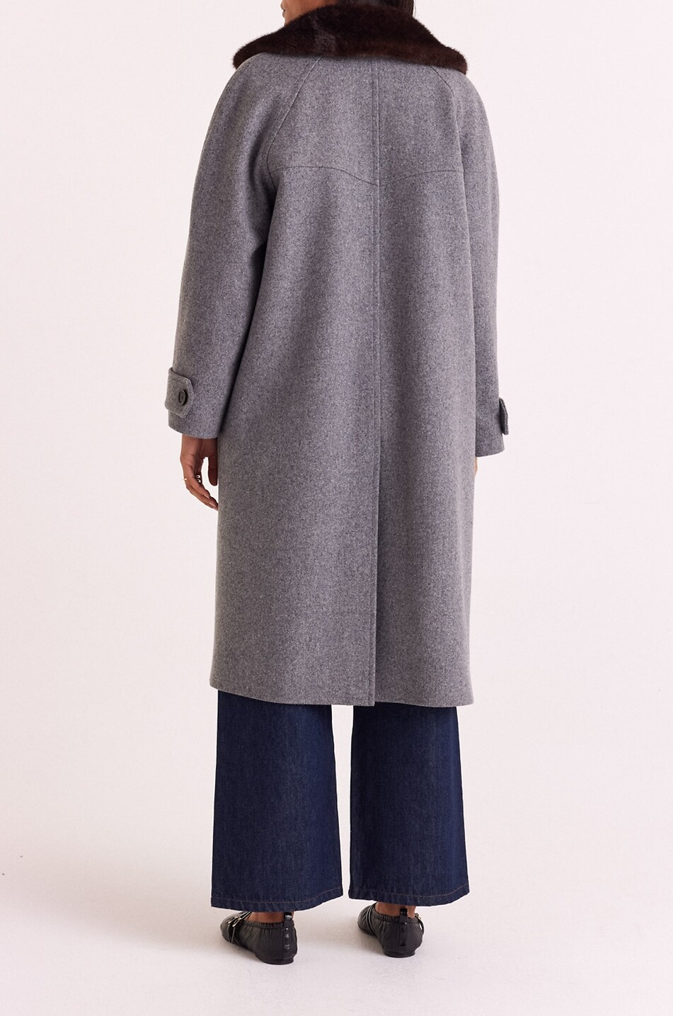 BALZAC PARIS Manteau long en laine à col en peluche Nickie Femme GRIS 3