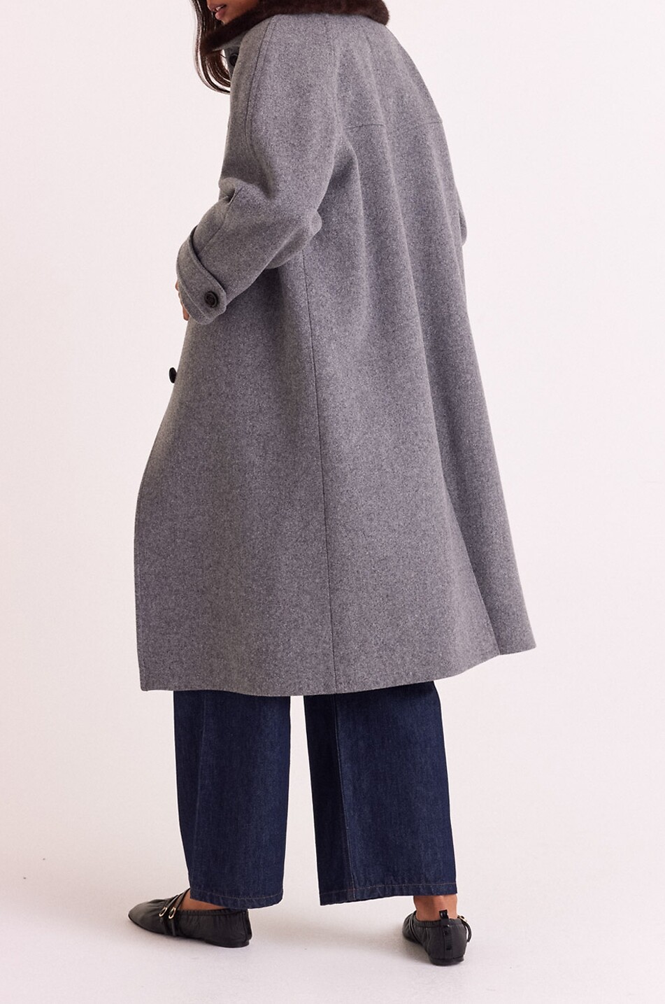 BALZAC PARIS Manteau long en laine à col en peluche Nickie Femme GRIS 7