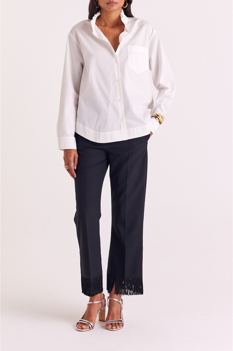 BALZAC PARIS Chemise à col volanté en popeline Salomé Femme BLANC 2