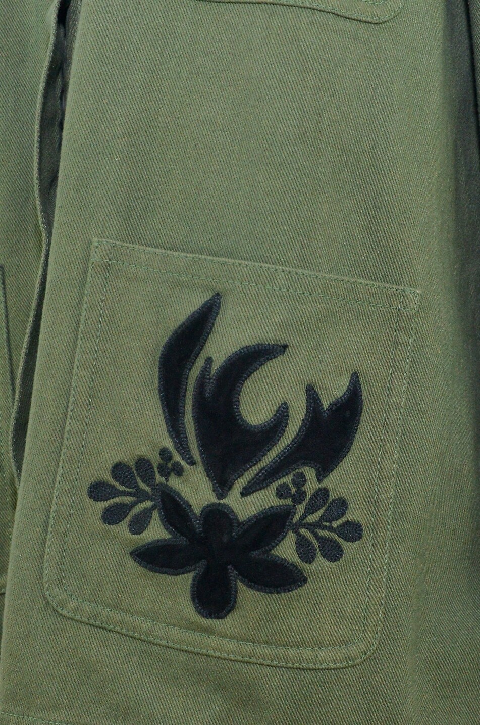 MONOKI Veste utilitaire en sergé de coton brodé Awake Femme KAKI 3