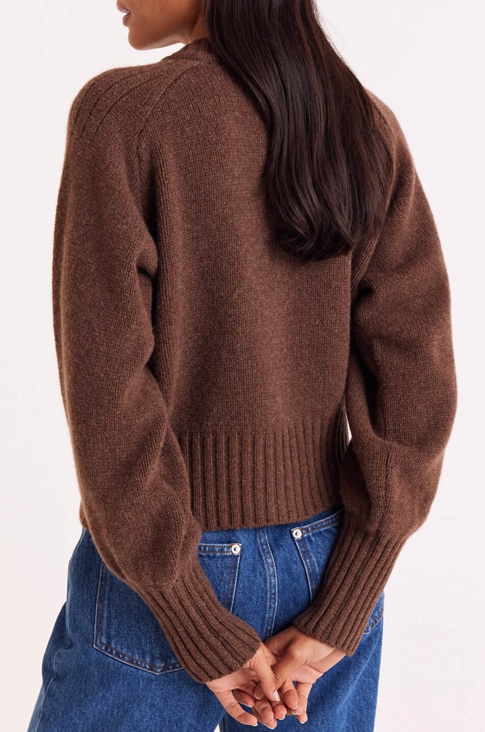 BALZAC PARIS Cardigan mit Rundhalsausschnitt und Puffärmeln aus Merinowolle Hilda Damen BRAUN 3