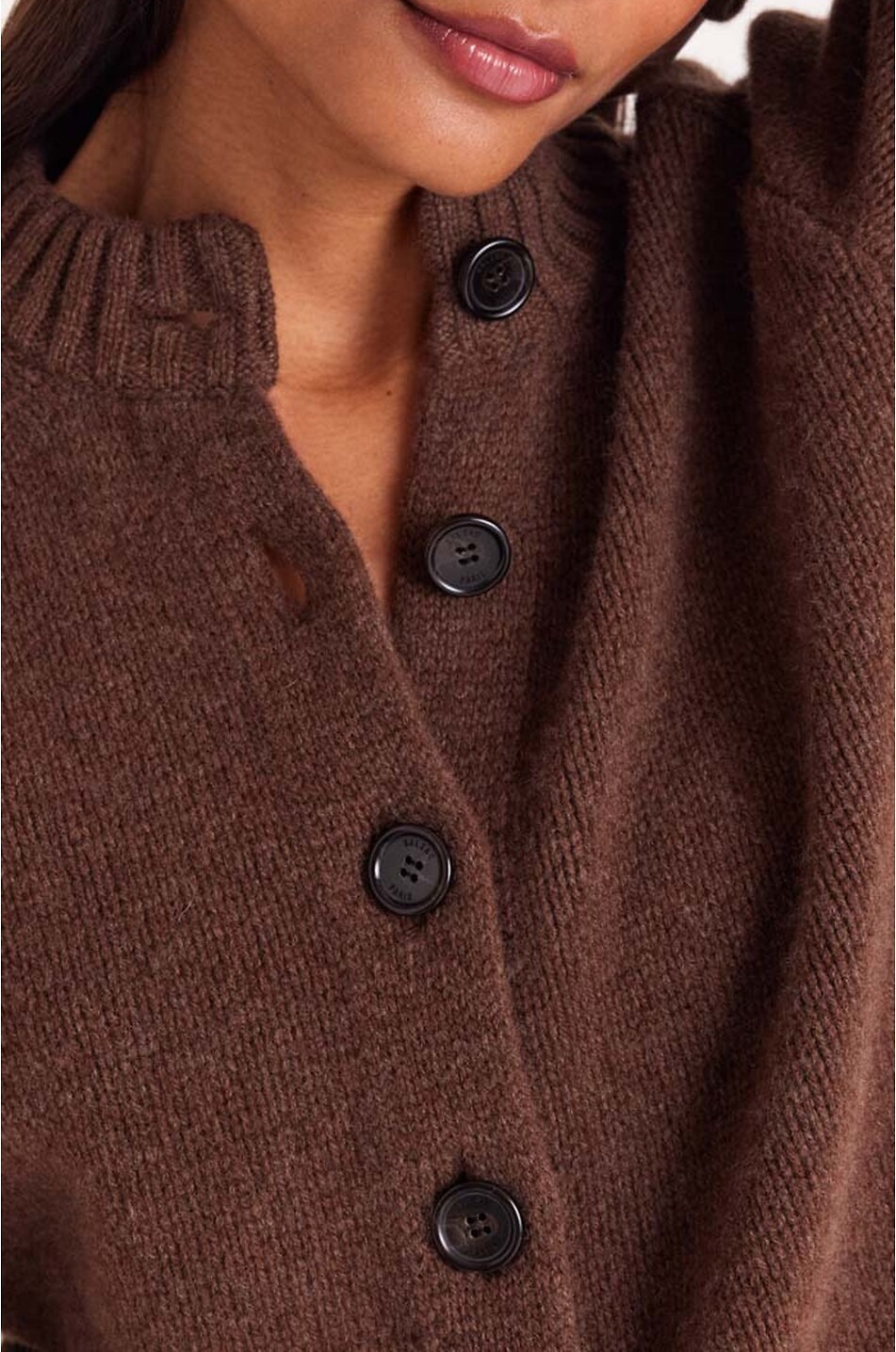 BALZAC PARIS Cardigan mit Rundhalsausschnitt und Puffärmeln aus Merinowolle Hilda Damen BRAUN 4