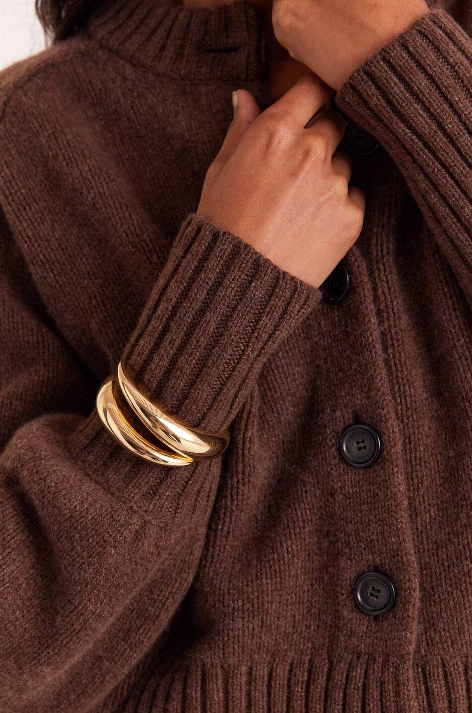 BALZAC PARIS Cardigan mit Rundhalsausschnitt und Puffärmeln aus Merinowolle Hilda Damen BRAUN 9