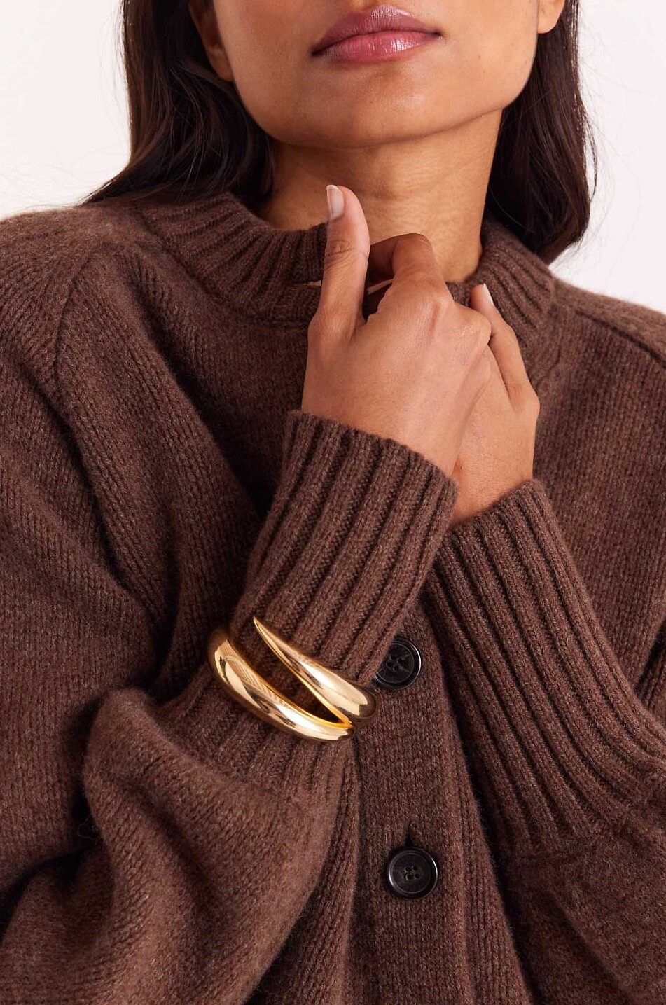 BALZAC PARIS Cardigan mit Rundhalsausschnitt und Puffärmeln aus Merinowolle Hilda Damen BRAUN 5