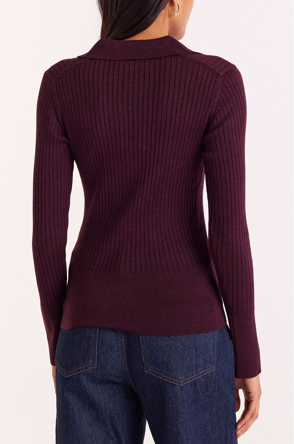 BALZAC PARIS Cardigan côtelé à col chemise en laine mérinos Ombeline Femme ROUGE 3