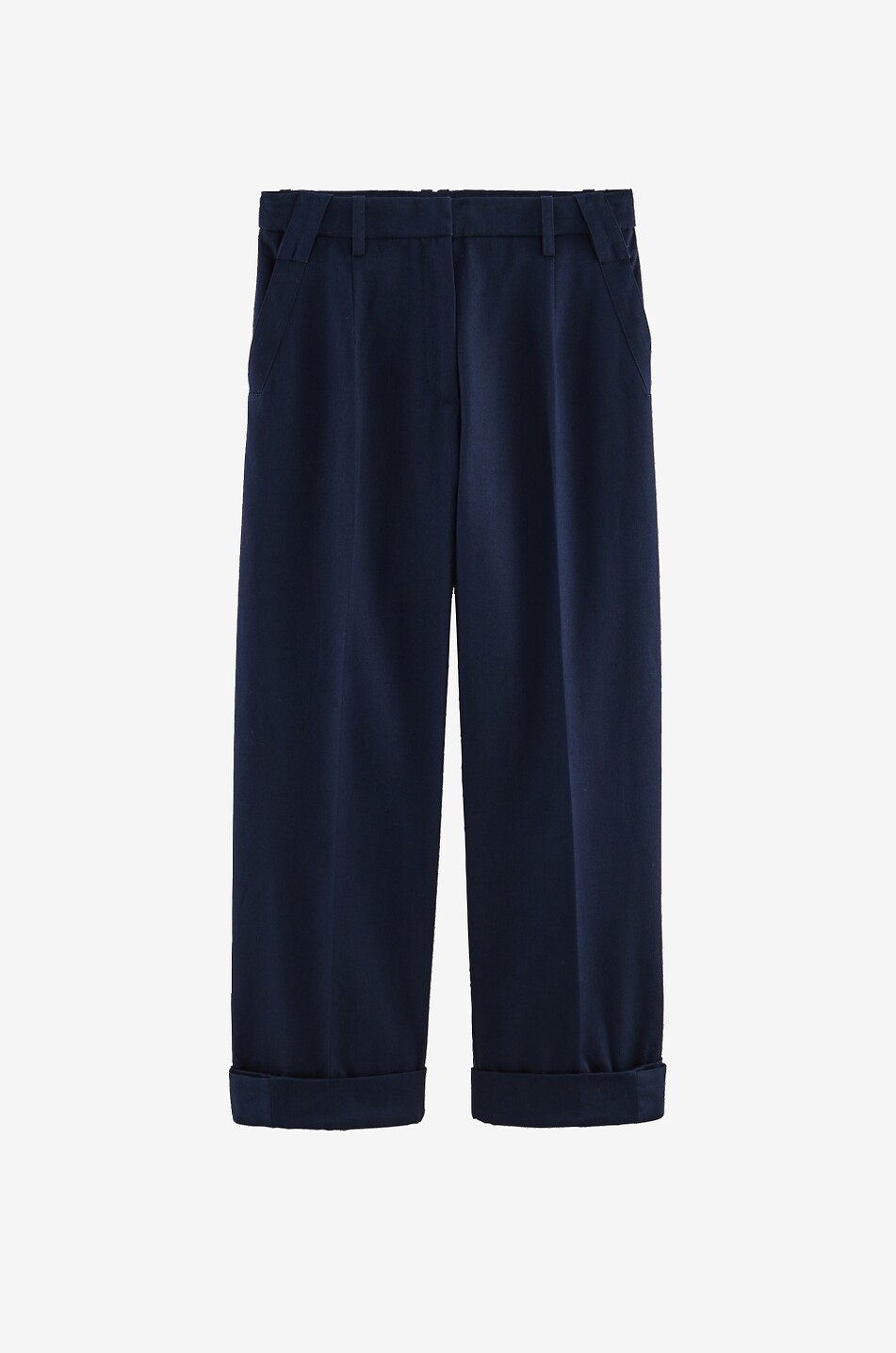 BALZAC PARIS Pantalon arrondi raccourci à pinces en toile Tristan Femme BLEU FONCE 1