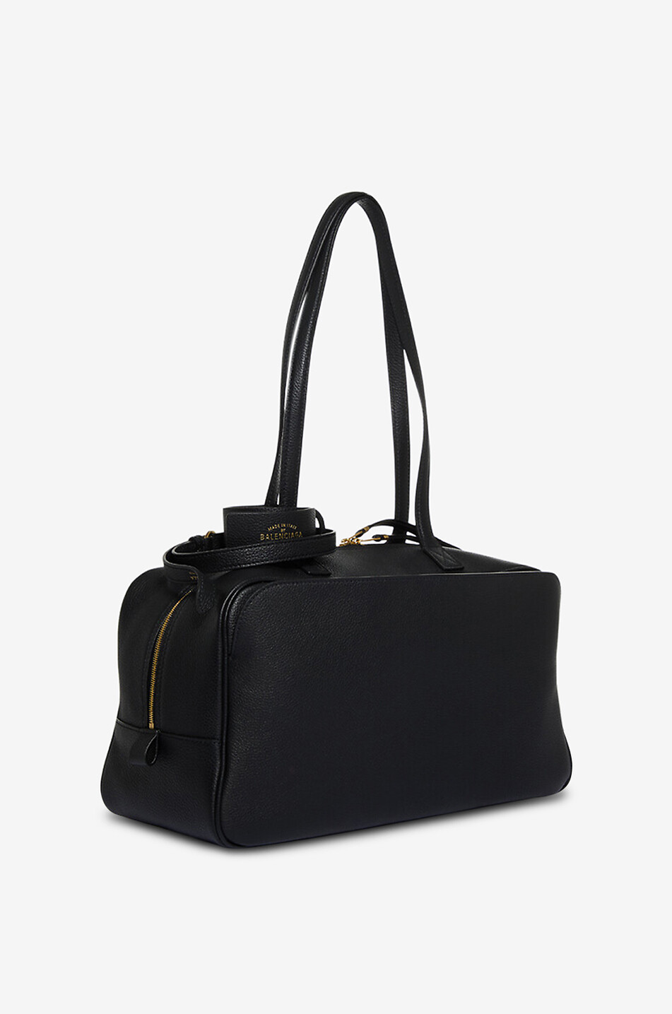 BALENCIAGA Sac à main bowling en cuir grainé Carrie M Femme NOIR 2