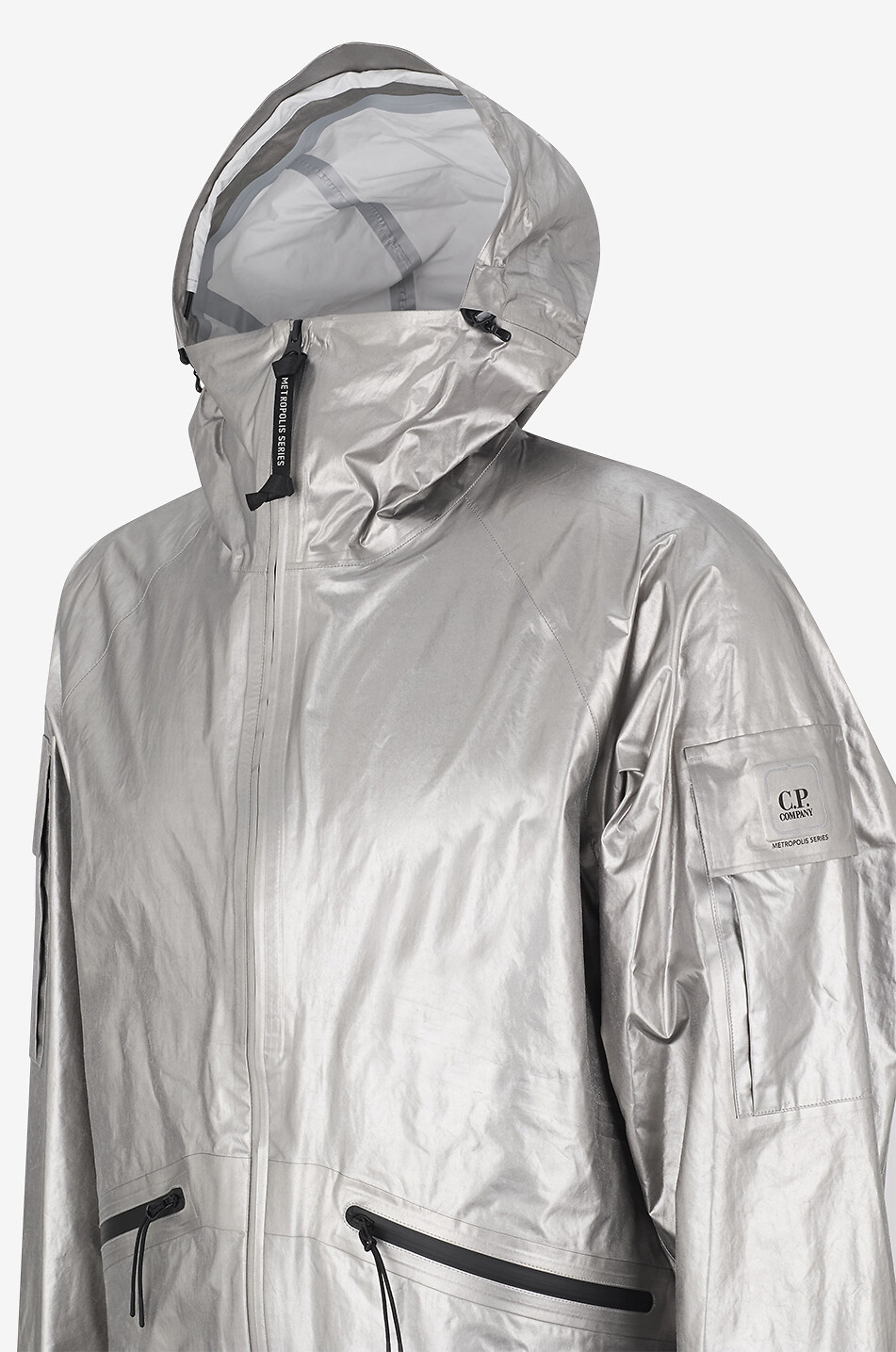 C.P. COMPANY Windjacke mit Kapuze aus Metallic-Nylon Metropolis Nano Titanium Herren SILBER 3