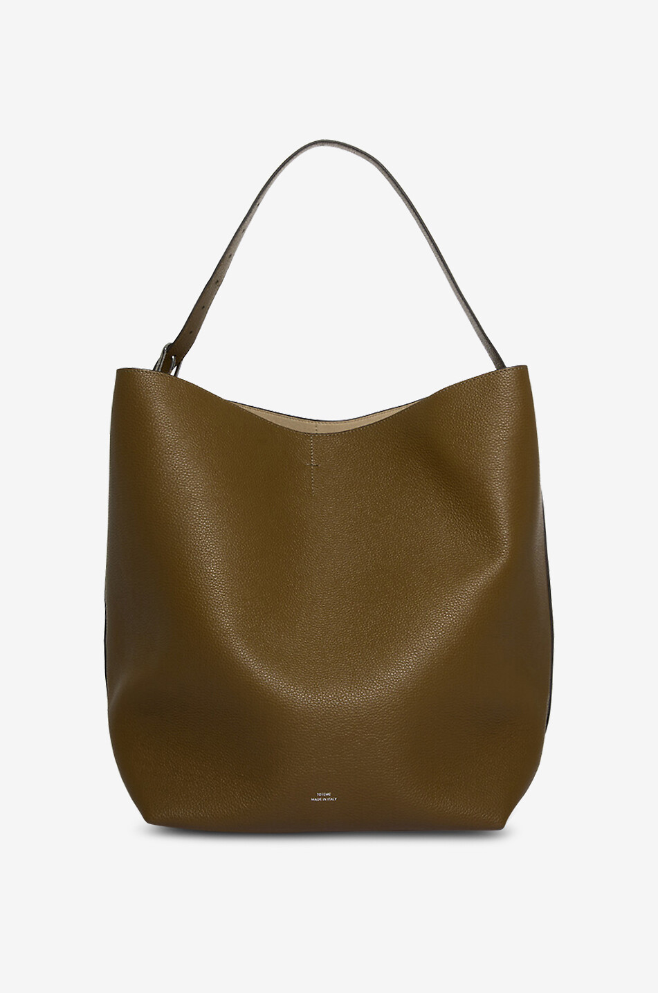 Grained leather tote bag with belt