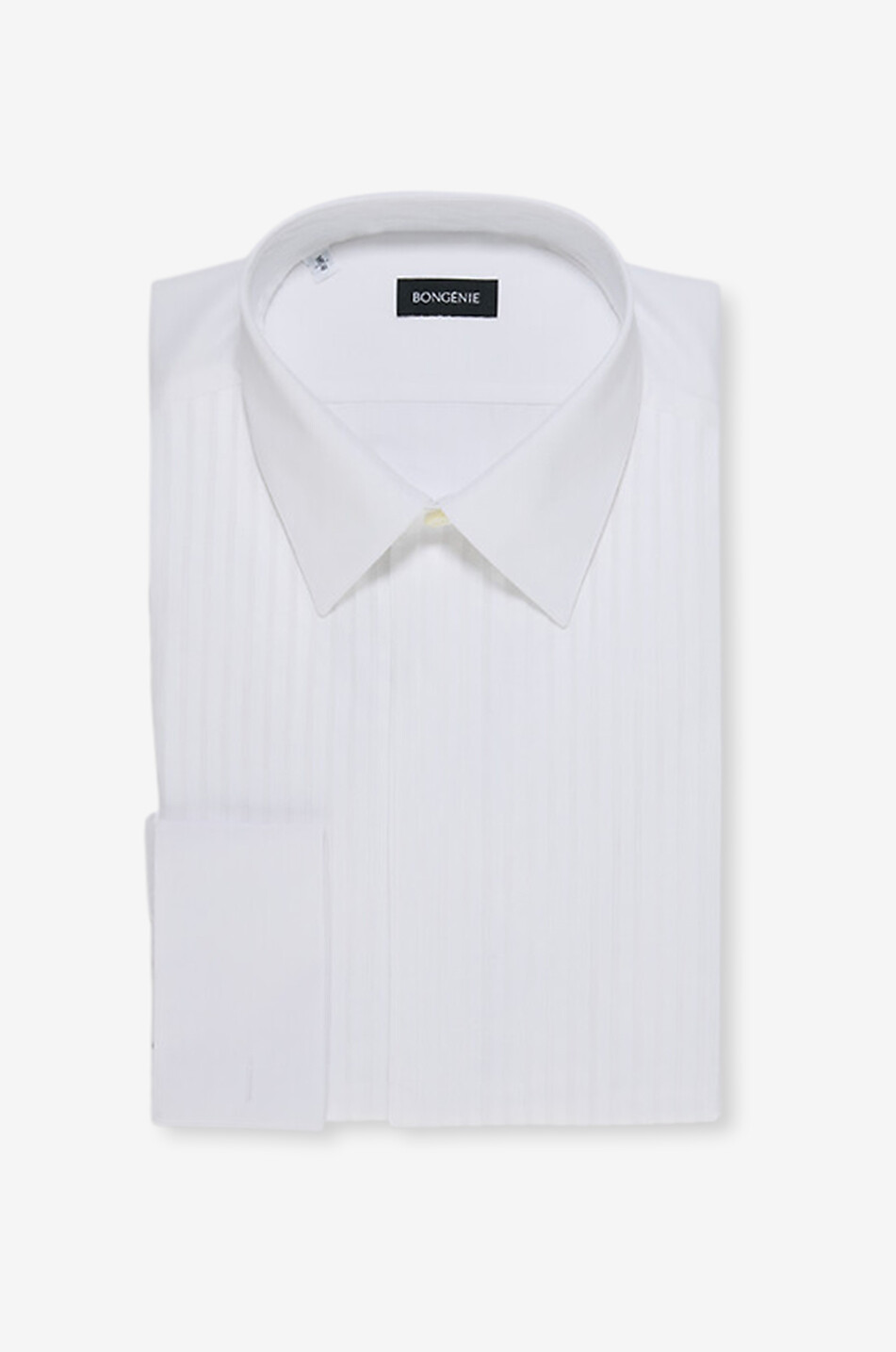 Cotton poplin shirt with pintuck bib