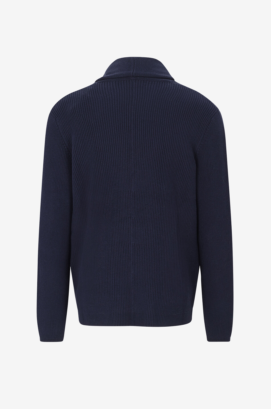 BRUNELLO CUCINELLI Double-breasted rib knit cardigan with shawl collar Men DARK BLUE 2