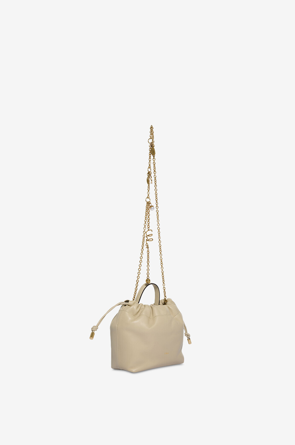 CHLOE Sac porté épaule en cuir nappa à bandoulière chaîne Chloé Icons Mini Femme BLANC CASSE 5