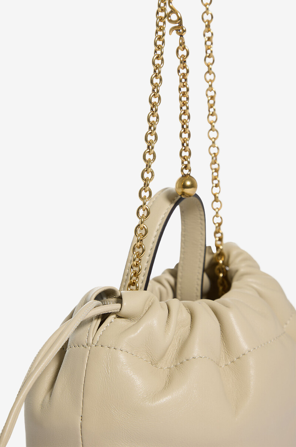 CHLOE Sac porté épaule en cuir nappa à bandoulière chaîne Chloé Icons Mini Femme BLANC CASSE 6