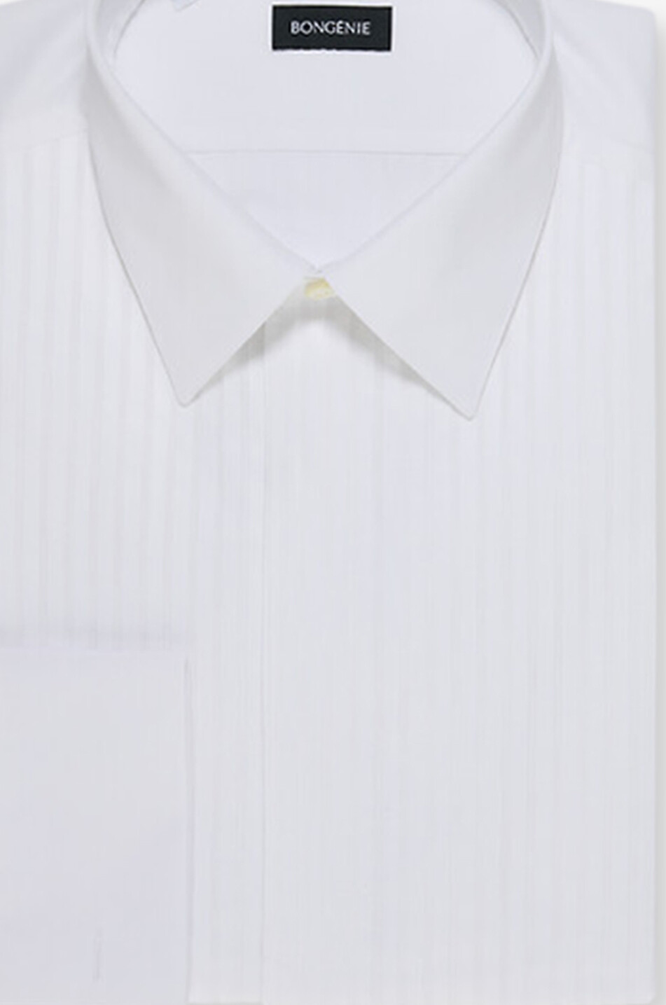 BONGENIE Cotton poplin shirt with pintuck bib Men WHITE 2