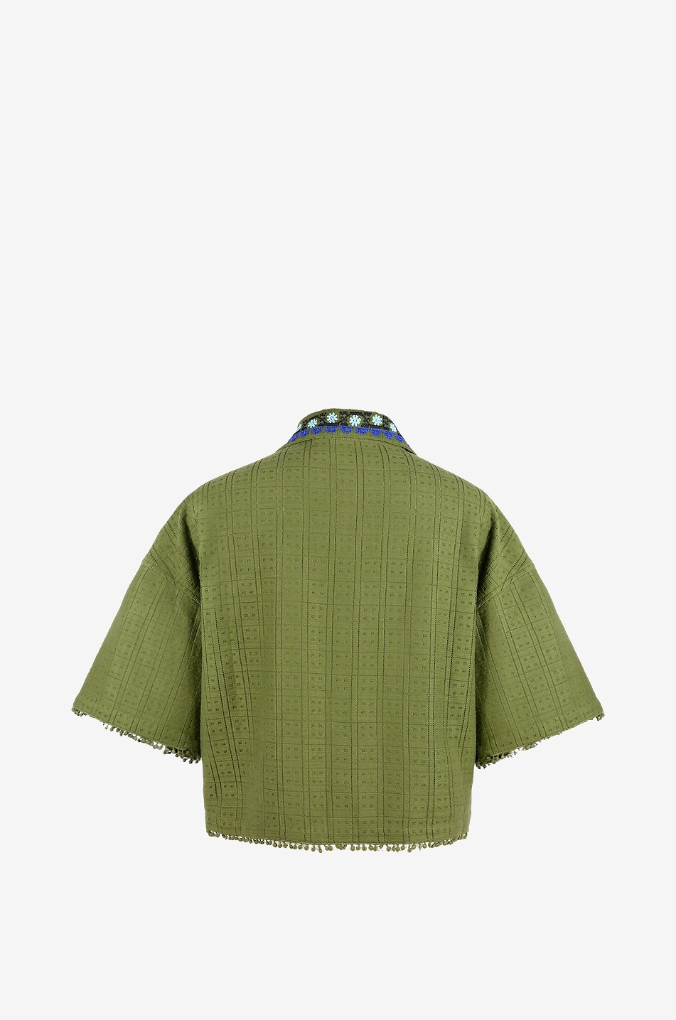 MONOKI Kurzarm-Hemd aus besticktem Baumwolljacquard Paros Damen KHAKI 2