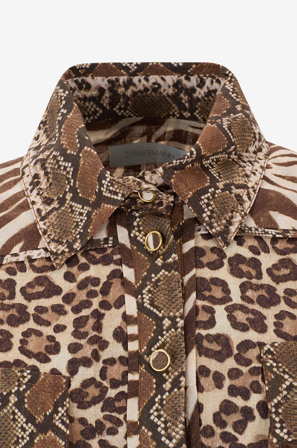 ZIMMERMANN Wanderlust Lantern leopard-printed mini shirt dress Women BROWN 3